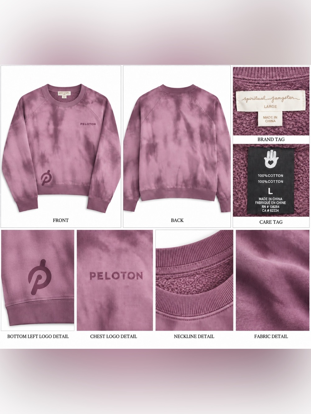 Spiritual Gangster Mauve Tie-Dye Crewneck Sweatshirt
